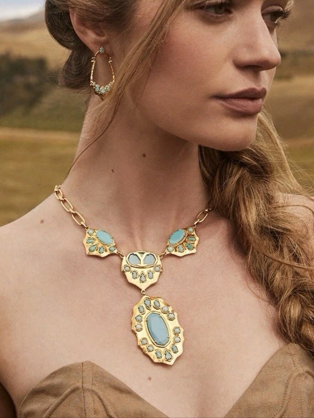 Kendra Scott YELLOW ROSE MONTANA NECKLACE GOLD TURQUOISE NEW